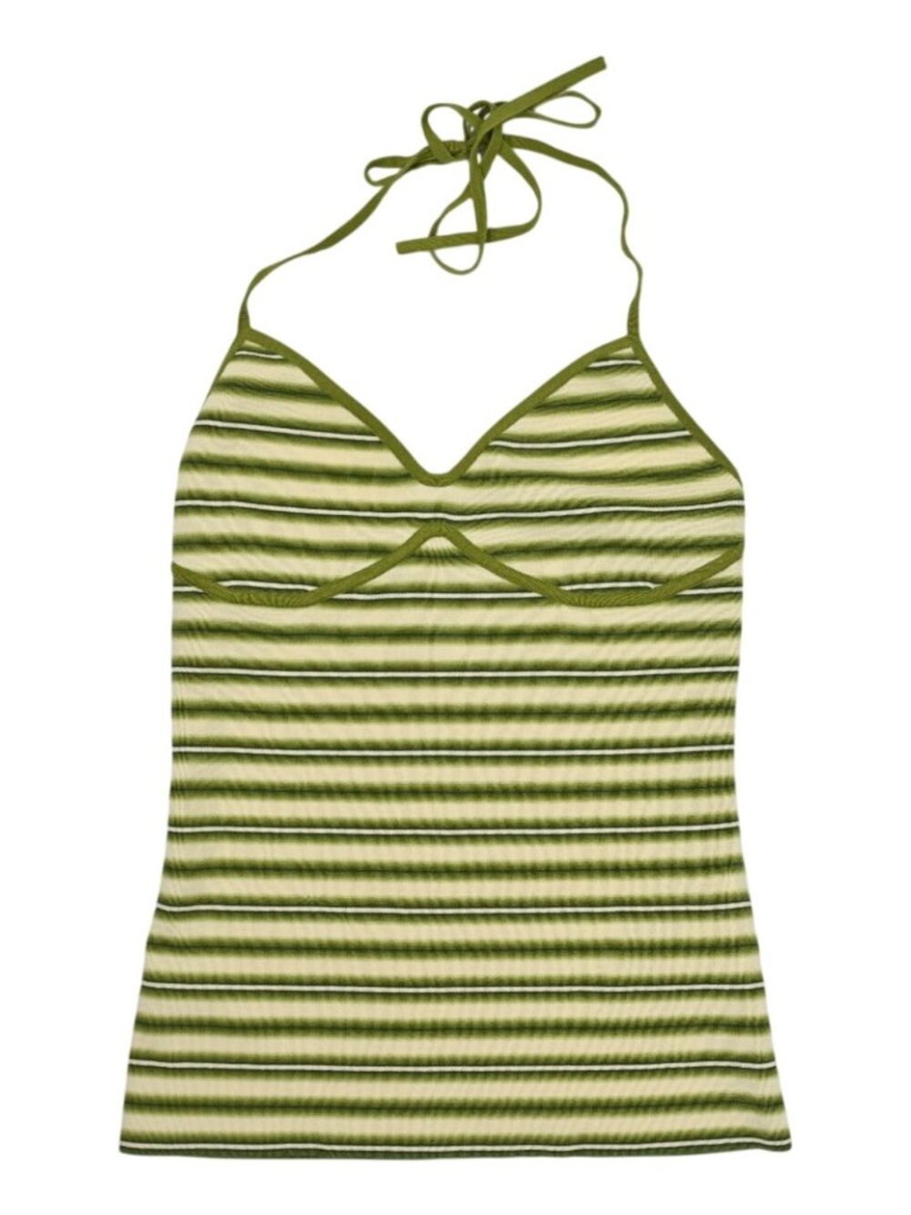 Faithfull the Brand Citara Halter Top in Ombre Stripe Micro Juniper